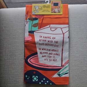 Blue Q Orange Dish Towel with Humorous Print